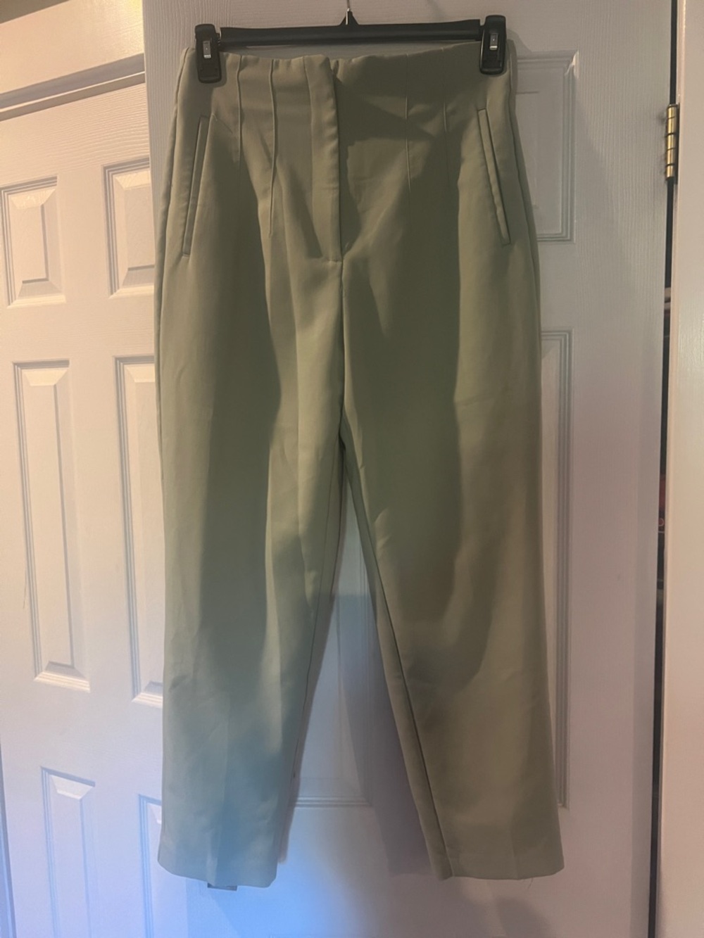 Zara Sage Green High-Waist Trousers
